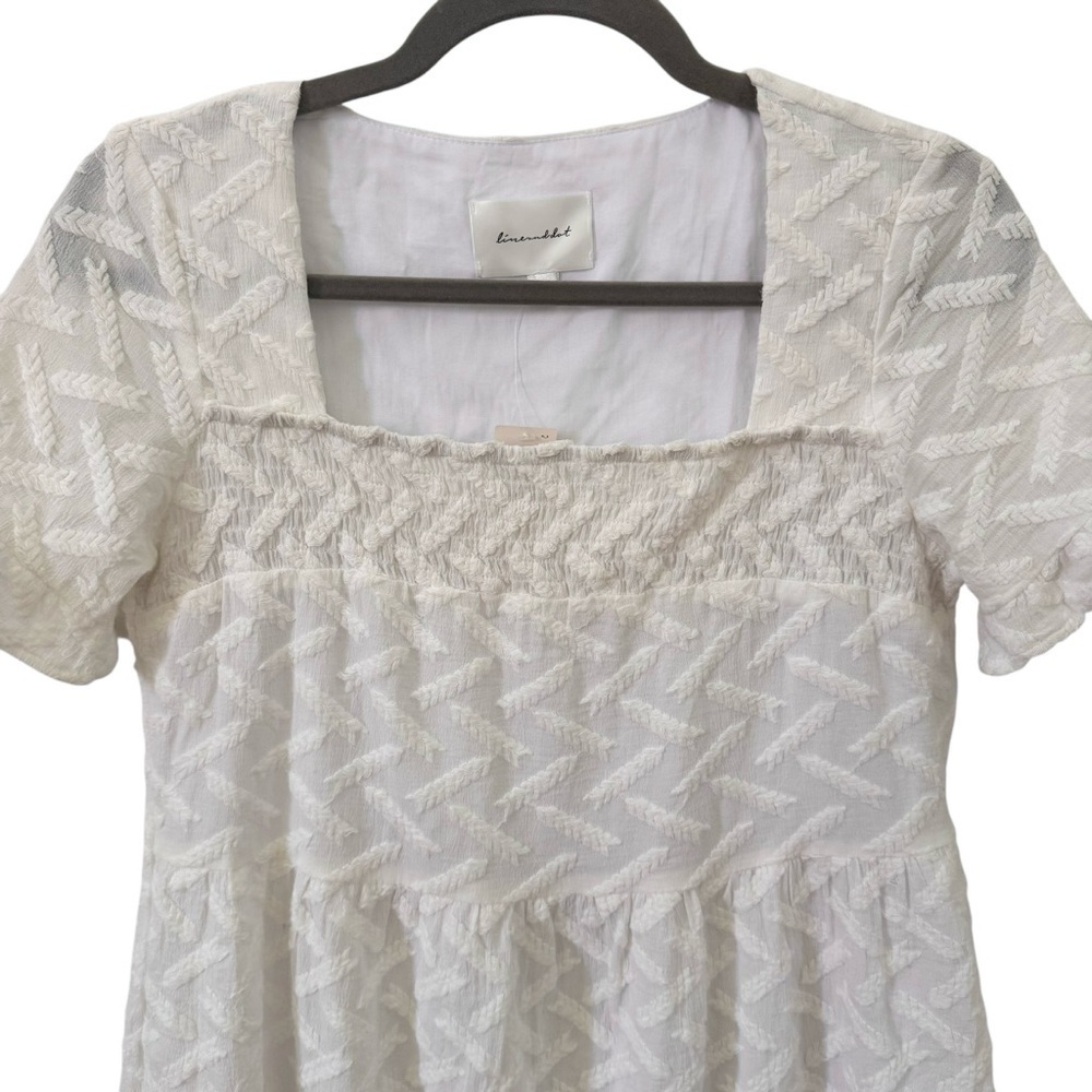 NWT Anthropologie Line & Dot Vandy Textured Dress Bridal White Size XS - Picture 6 of 14
